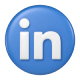 A blue button with the linkedin logo on it.