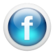 Facebook logo, blue button with white "f".